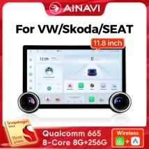Ainavi 11.8-calowy Odtwarzacz Multimedialny do VW Volkswagen Tiguan Amarok Golf Plus T5 Polo Touran Skoda Carplay Android Auto Radio Samochodowe