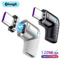 Elough 120W USB tipo C a USB C adaptador magnético 90 grados convertidor magnético de carga rápida para Macbook iPad Pro Switch Samsung