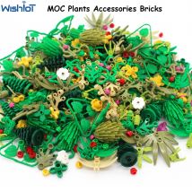 MOC Pflanzen Zubehör Ziegel Gras Baum Blatt Blume Bush Dschungel Bausteine Stadt Haus Straße Kinder Puzzle Montieren Spielzeug