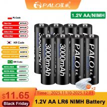 PALO-batería recargable de 1,2 V, pila AA NIMH de 3000mAh, baja autodescarga, HR6, pilas AA NI-MH, célula AA para coche de juguete con cámara + funda de batería