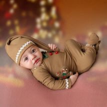 Ylsteed Neugeborenen Jungen Weihnachten Fotografie Outfits Baby Knöpfe Fuß Overall mit schläfrigen Hut Bowknot insgesamt für Bilder