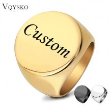 Personalisierter Siegelring mit Namen und Logo, Foto-Schmuck, Edelstahl, rund, für Männer und Frauen, für Familie, Hochzeit, personalisierte Geschenke