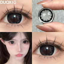 DUOXIU 1 Paar farbige Kontaktlinsen, Korea-Mode, schwarzbraune Linsen für Augen, Dioptrien, Myopie, Kontakt, weiche Linsen mit großem Durchmesser