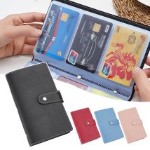 Porta carte d'identità di grande capacità, 96 scomparti, fibbia in metallo, portafoglio per carte di credito impermeabile in PU di alta qualità, per uomo e donna, per viaggi d'affari