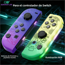 Controlador inalámbrico GAMINJA Joy-Con para Nintendo Switch, retroiluminación RGB, retroalimentación de vibración dual, Joystick de alta precisión, Gamepad