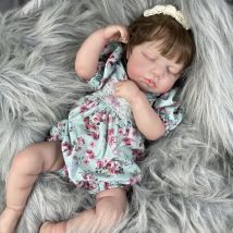 50 cm fertige LouLou wiedergeborene Babypuppen mit Haartransplantation, Vollvinyl- oder Stoffkörper, 3D-Haut, sichtbare Adern für Mädchen, Geschenk