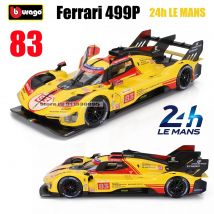 Bburago 1:18 Ferrari 499P 2024 24h LE MANS # 83 Model samochodu Chłopiec Duża zabawka Statyczne odlewane pojazdy Kolekcjonerskie modele samochodów