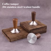 51, 53,3 58,5 mm Kaffee-Stampfer, 304 Edelstahl + Walnuss-Abdeckkopf, Espresso-Nivellierer, passend für Siebträger, Espresso-Handstampfer