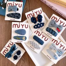 Blue Kawaii Cloth Hairpins Women Girls Children Hair Clips Bobby Pins Barrettes Accessories Hairclip Headwear Headdress Ornament