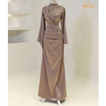 Maßgeschneidertes, gerades, elegantes, formelles Abendkleid mit Rundhalsausschnitt und modische Promi-Kleider, hochwertiges Temperament-Abschlussballkleid
