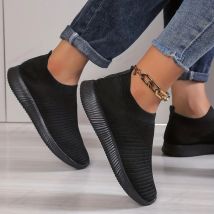 Damenschuhe, leichte, atmungsaktive Mesh-Slip-On-Sneaker, Schwarz, Weiß, Sport, Laufen, für lässige Party, modische Damenschuhe