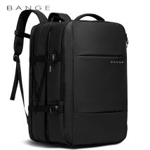 BANGE Zaino da esterno di design di lusso da uomo Zaini per laptop commerciali espandibili Borsa da viaggio impermeabile da escursionismo con ricarica USB