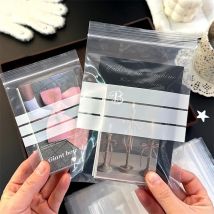 100pcs Writable Clear Zipper Bags Sample Classification Storage Bag Jewelry Anti-oxidation PE Seal Bag Card Gift Packaging Pouch