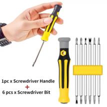 6-in-1-Mini-Schraubendreher-Set, kleine Schraubendreher-Sets, Mehrzweck-Drehschraube, kleiner Haushaltsschrauber, abnehmbarer Griff