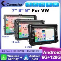 Camecho 7/9 pulgadas 6 + 128G Android Radio de coche GPS Carplay para VW Volkswagen Golf 5 6 Touran Passat B6 Polo Jetta Sharan Seat Skoda
