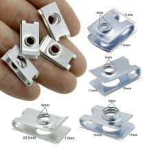20Pcs Coherer Nut Push-In Washers Retainer Clip Fastener Metal U-Type Gasket for Car Vehicle Motorcycle 4mm 5mm 6mm Screws