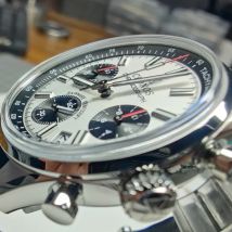 Cronos Chronograph Quartz Men Watch Miyota S620 Black&White Panda Dial Sapphire 10 ATM Tachymetre Leather Strap