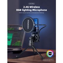 777 W RGB-Funkmikrofon mit ANC-USB-Gaming-Mikrofon mit intelligenter Geräuschunterdrückung für Feldaufnahmen