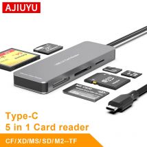 AJIUYU 5-in-1-Multifunktions-Multifunktions-Typ C CF XD MS SD M2/TF Smart-Speicherkartenleser Flash-Laufwerk-Adapter Typ C Laptop Computer Telefon