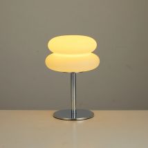 Lampada da comodino con paralume in plastica, lampada da tavolo a LED a forma di fungo, con presa USB, 9 livelli di luminosità regolabile, luce ambientale (non in vetro)