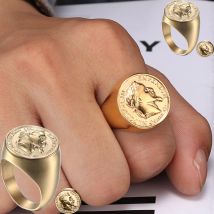 7/8/9/10/11/12/13/14 Stainless Steel French Great Man Sculpture Ring Gold Color Waterproof Statue Finger Jewelry Drop Shipping