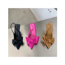 2025 Summer Brand Women Slingback Sandals Heeled Shoes Fashion Bow-knot Pointed Toe Slip on Ladies Elegant Dress Pumps Shoes