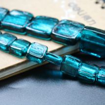 10 Teile/los 12mm 20mm Teal blau Lampwork glas perlen Quadratische Folierte Perlen für Ohrring Armband Halskette schmuck machen