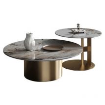 Luxury Elegant Round Coffee Table with Metal Base Modern Apartment Hotel Center Tables Stylish Home Decor Living Room Table Set