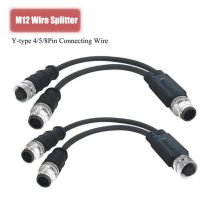M12-Draht-Splitter, Y-Typ, 4, 5, 8-poliger Verbindungskabel-Stecker, Industriequalität, 250 V, 22 AWG, abgeschirmte wasserdichte Steckverbinderleitung