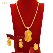 XUHUANG Dubai Neue Design Halsketten Ohrringe Ringe Sets Für Frauen Hochzeit Äthiopischen Luxus 24k Gold Farbe Schmuck Set Party geschenke