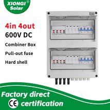 600V Solar DC PV Combiner Box,4 String With Lightning Arrester,4 input 4 out 15A Rated Current Fuse,63A MCB,SPD,IP65 Waterproof