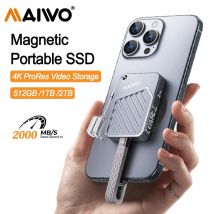 Maiwo 2000MB/s SSD SSD esterno 512G 12T PSSD portatile magnetico per iPhone 16 15 Pro/Max ProRes 4K ProRes HDR Record e Portabl