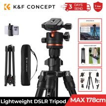 K&F CONCEPT 178cm Camera Tripod Cellphone Clip Lightweight Travel Outdoor DSLR Tripods for Camera Smartphone Live Streaming Vlog