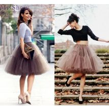 6-lagiges flauschiges Ballkleid für Damen, kurze Röcke, knielanges Tutu-Kleid, Unterrock, weicher Tüll-Petticoat für Club, Cosplay, Marathon
