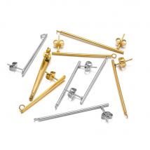 10 Stück 18 Karat Gold Edelstahl Ohrstecker Ohrring Pfosten Basisstifte mit Ohrverschluss Verbinder DIY Schmuck Ohrringherstellungsmaterial