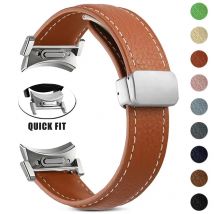 No Gaps Leather Band for Samsuang Galaxy Watch  6 4Classic 43 47mm 5Pro Magnetic Buckle Strap for Galaxy Watch 7 6 5 4 40mm 44mm