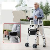 Stehen Sie aufrechte Gehhilfen mit Sitz für Senioren, ältere Menschen, faltbare Doppelarm-Gehhilfe, Gehhilfe, Rehabilitationsausrüstung, Krückenstuhl