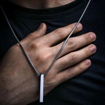 Collana con pendente a barra verticale in acciaio inossidabile, collana con barra rettangolare personalizzata per uomo, regalo per la festa del papà o della mamma