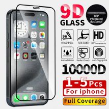 1-5 Stück 9D gehärtetes Glas für iPhone 16 Pro Max 11 15 14 13 12 Mini Xr X Xs Max 7 8 Plus Se 6s 13 15 16 Pro Max Displayschutzfolie