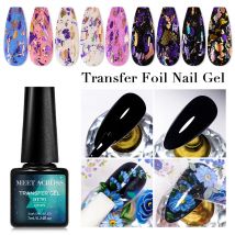 MEET ACROSS 7ml Transfer Foil Nail Gel Polish Semi-Permanant Varnish For Adhesive Sticker Nail Glue Soak Off UV LED Gel Nail Art