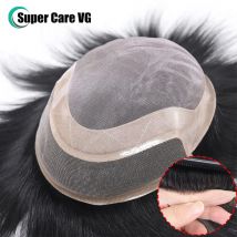 6*8/ 6*9/ 7*9 /8*10 feines Mono mit Pu Toupet Männer atmungsaktive Spitze Herren Perücke Menschenhaar Toupet Herren Ersatz systeme Einheit Perücke