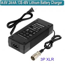 48V 2 Amp Charger Output 54.6V 2A  Charger 48V 3-pin XLR Male Plug for 48volt Charger 13S Lithium Battery Pack