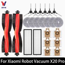Per Xiaomi Robot Aspirapolvere X20 Pro / D102GL Parti per aspirapolvere Accessori Rullo principale Spazzola laterale Filtro Hepa Mop Sacchetto per la polvere in tessuto