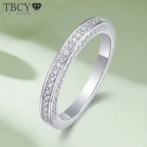 Tbcyd 0,5 ct d Farbe Moissan ite Ringe für Frauen s925 Silber dreiseitige Diamant Einstellung halbe Ewigkeit Band feinen Schmuck Geschenke