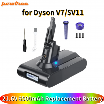 Powtree für Dyson V7 21,6 V 6500 mAh Ersatzakku für Dyson V7/SV11 Motorhead Pro Staubsauger Werkzeugakku