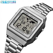 SYNOKE Top Marke Luxus Edelstahl Chrono Sport Uhren Männer Hintergrundbeleuchtung Display Digitale Armbanduhr 5Bar Wasserdicht Reloj Hom