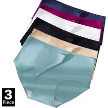 3Pcs Plus Größe Unterwäsche frauen Höschen Eis Seide Einfarbig Damen Nahtlose Unterhose Mädchen Briefs Atem Sexy Dessous weibliche