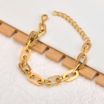 BOBOTUU Vergoldete Edelstahl Geometrische Hohl Kette Link Armbänder Wasserdicht Stilvolle Handgelenk Schmuck Frauen BB25015
