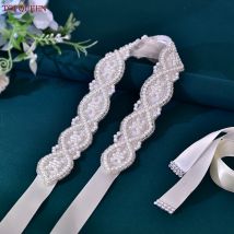 TOPQUEEN Handgemachte Gürtel für Hochzeit Kleid Perlen Dekoration Frauen Braut Weibliche Formale Abend Party Kleid Band Schärpen S353A