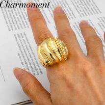 Dubai Ring Schmuck Sets für Frauen Luxus Afrikanischen Ring Kupfer Braut Hochzeit Party Finger Ring Statement Schmuck Plus Größe